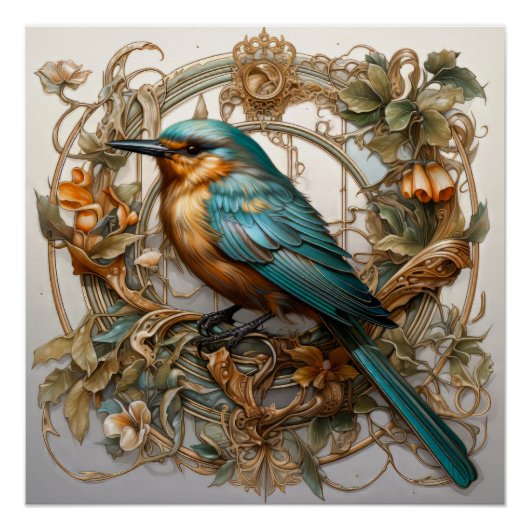 Beautiful Art Nouveau Bird Poster (Vorderseite)