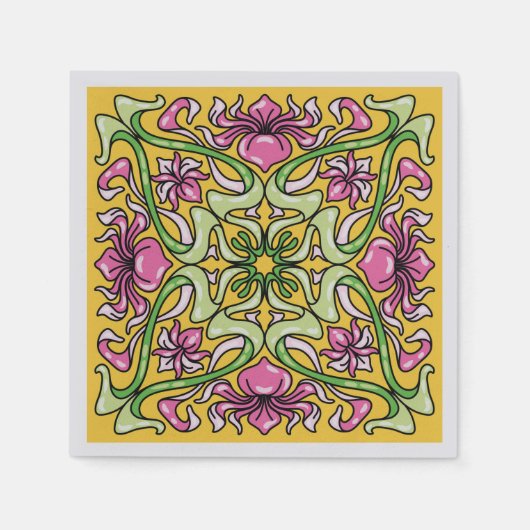 Beautiful Art Nouveau tile with Iris flowers Serviette (Vorderseite)