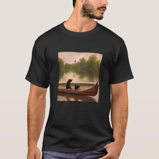 Beautiful Artwork Two Cats In A Boat Stunning T-Shirt (Vorderseite)