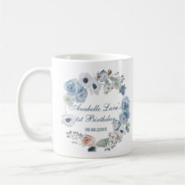 Beautiful Ash Blue Floral Geburtstag Kaffeetasse