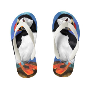 Beautiful Atlantic Puffin Bird Kid's Flip Flops Kinderbadesandalen