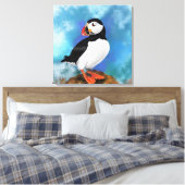 Beautiful Atlantic Puffin Canvas Print Leinwanddruck (Insitu (Schlafzimmer))