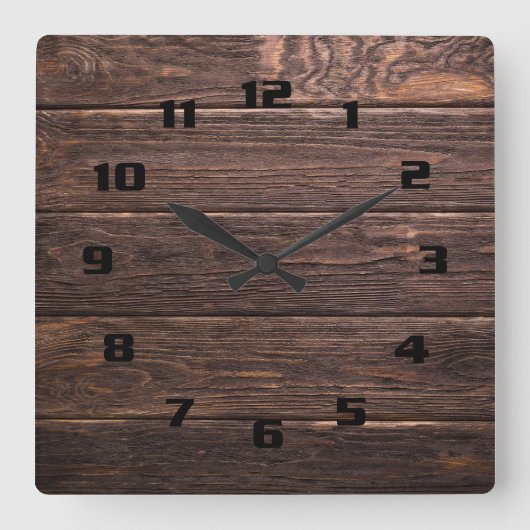 Beautiful authentic looking wood horizontal print quadratische wanduhr (Vorderseite)