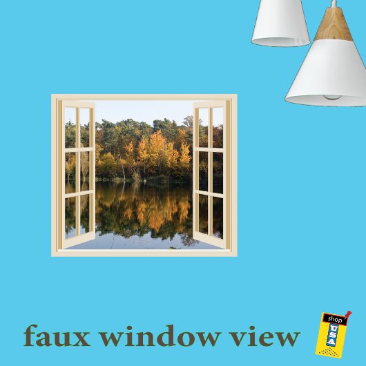 Beautiful Autumn Lake Fake Window Poster