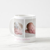 Beautiful Baby Girl Foto Hübsch Pink Script Name Kaffeetasse (Vorderseite Links)