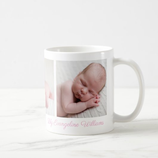 Beautiful Baby Girl Foto Hübsch Pink Script Name Kaffeetasse (Rechts)