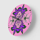 Beautiful baby pink floral purple shade motif mono runde wanduhr (Winkel)