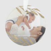 Beautiful Baby's First Christmas Botanical Foto Ornament (Vorderseite)