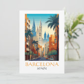 Beautiful Barcelona Spain Retro Vintage Travel Karte (Stehend Vorderseite)