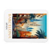 Beautiful Barcelona Spain Retro Vintage Travel Magnet (Horizontal)