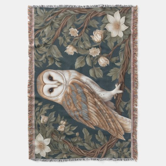 Beautiful Barn Owl William Morris Inspiriert Decke (Vorderseite Vertikal)