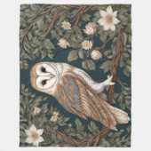 Beautiful Barn Owl William Morris Inspiriert Fleecedecke (Vorderseite)