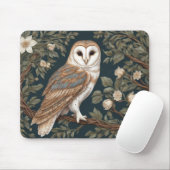 Beautiful Barn Owl William Morris Inspiriert Mousepad (Mit Mouse)