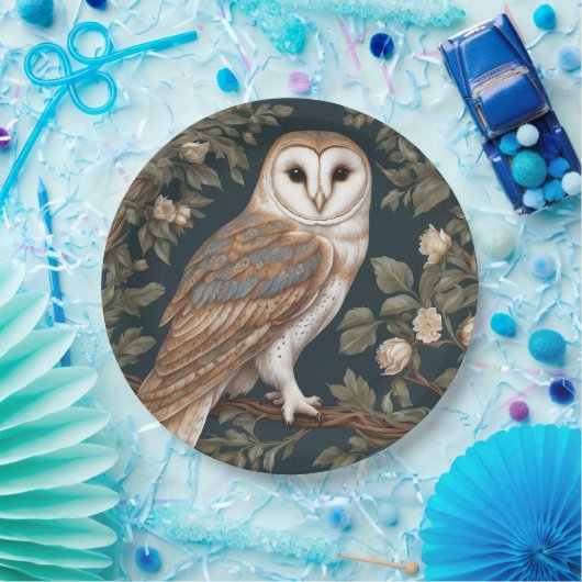 Beautiful Barn Owl William Morris Inspiriert Pappteller (Party)