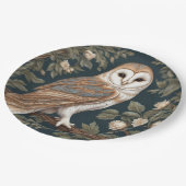 Beautiful Barn Owl William Morris Inspiriert Pappteller (Schrägansicht)