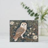 Beautiful Barn Owl William Morris Inspiriert Postkarte (Stehend Vorderseite)