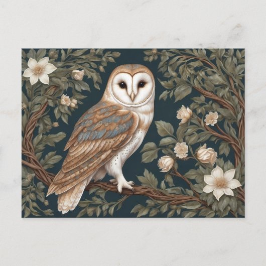 Beautiful Barn Owl William Morris Inspiriert Postkarte (Vorderseite)