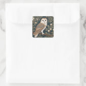 Beautiful Barn Owl William Morris Inspiriert Quadratischer Aufkleber (Tasche)
