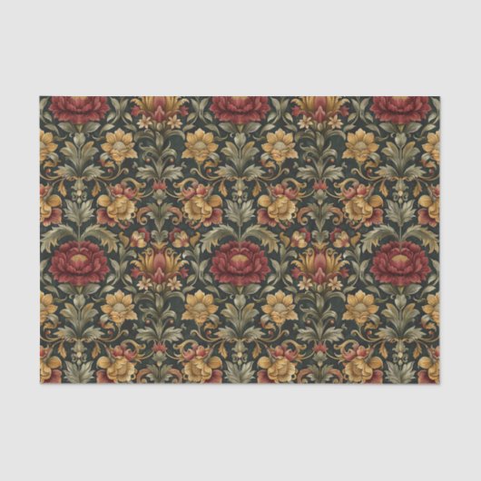Beautiful Baroque Damask Pattern Florals Seidenpapier (Vorderseite)