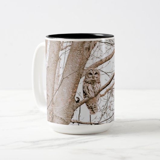 Beautiful Barred Owl Audubon Zweifarbige Tasse (Vorderseite Links)