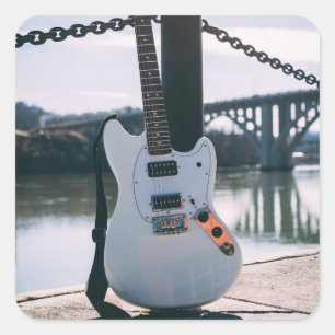 Beautiful Bass Guitar Quadratischer Aufkleber