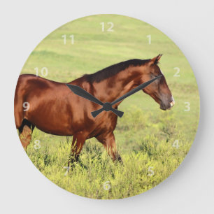Beautiful Bay Horse Große Wanduhr