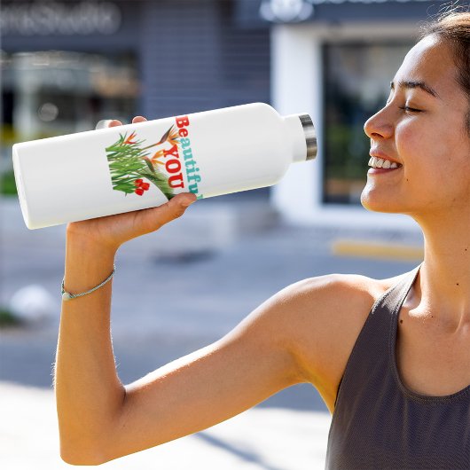 Beautiful Be You Monogram Orange Garden Floral Edelstahlflasche