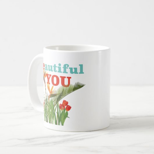 Beautiful Be You Monogram Orange Garden Floral Kaffeetasse (Vorderseite Links)