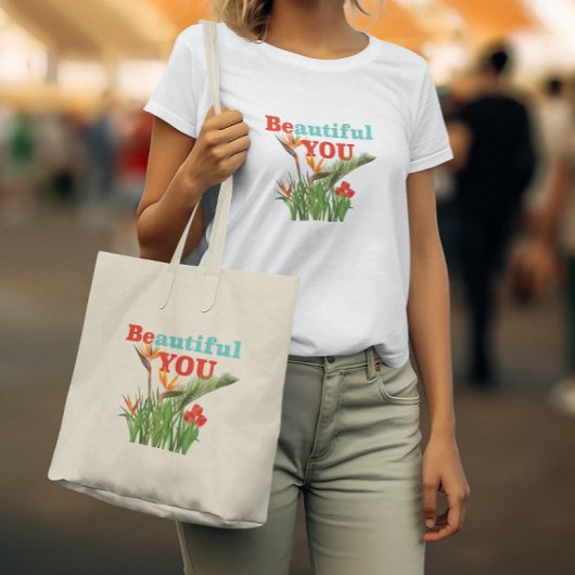 Beautiful Be You Monogram Orange Garden Floral Tragetasche