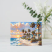 Beautiful Beach Art Postcard Postkarte (Stehend Vorderseite)