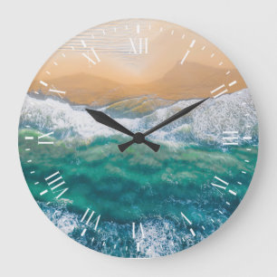  Beautiful beach crystal blue sea Große Wanduhr
