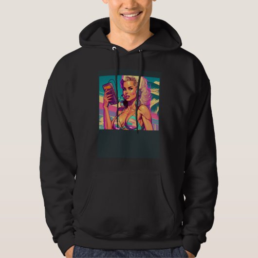 Beautiful Beach Girl In Retro Style Hoodie (Vorderseite)