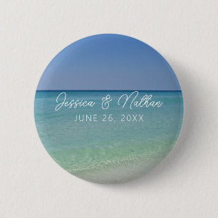 Beautiful Beach Horizon Custom Wedding Gefallen Button
