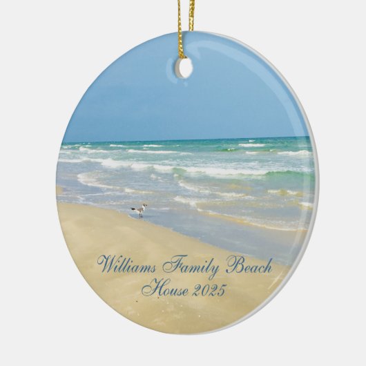 Beautiful Beach House Custom Family Name Year Keramik Ornament (Links)