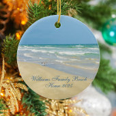 Beautiful Beach House Custom Family Name Year Keramik Ornament