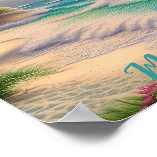 Beautiful Beach Ocean Waves Muscheln Poster (Ecke)
