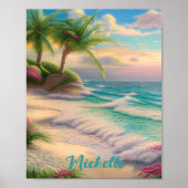 Beautiful Beach Ocean Waves Muscheln Poster (Vorne)