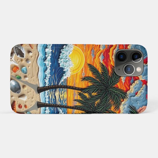 Beautiful Beach Scene with Palm Trees Case-Mate iPhone Hülle (Rückseite (Horizontal))