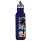 Beautiful Beach Scene with Palm Trees Edelstahlflasche (Links)