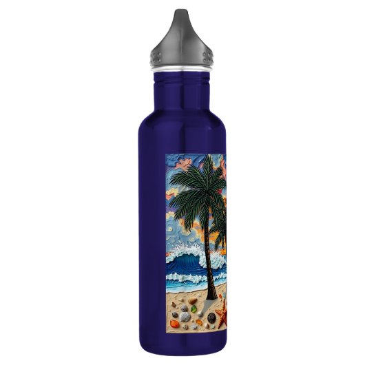 Beautiful Beach Scene with Palm Trees   Edelstahlflasche (Links)