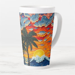 Beautiful Beach Scene with Palm Trees Milchtasse