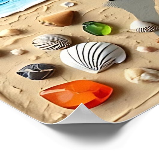 Beautiful Beach Scene with Palm Trees Poster (Ecke)