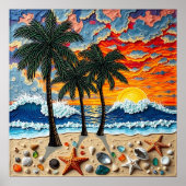 Beautiful Beach Scene with Palm Trees Poster (Vorne)