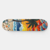 Beautiful Beach Scene with Palm Trees Skateboard (Horizontal)