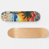 Beautiful Beach Scene with Palm Trees Skateboard (Horizontal)