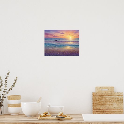 Beautiful Beach Waves and Shore Art Poster (Küche)