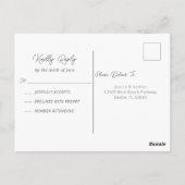 Beautiful Beach Wedding Summer Coastal RSVP Postkarte (Rückseite)