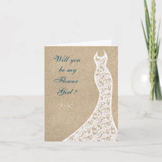 Beautiful Beach wirst du meine Blume Girl Card sei Einladung (Vorderseite)
