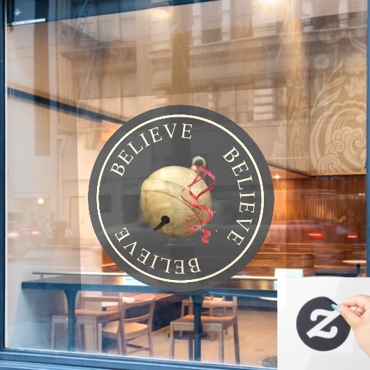 Beautiful BELIEVE mit Jingle Bell Weihnachten Fensteraufkleber (Café-Fenster)