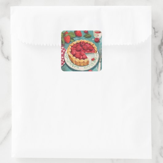 Beautiful Berry Pie Quadratischer Aufkleber (Tasche)